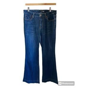 Seven7 Studio Wide Leg High Rise Studded Pockets Dark Wash Jeans Sz 8